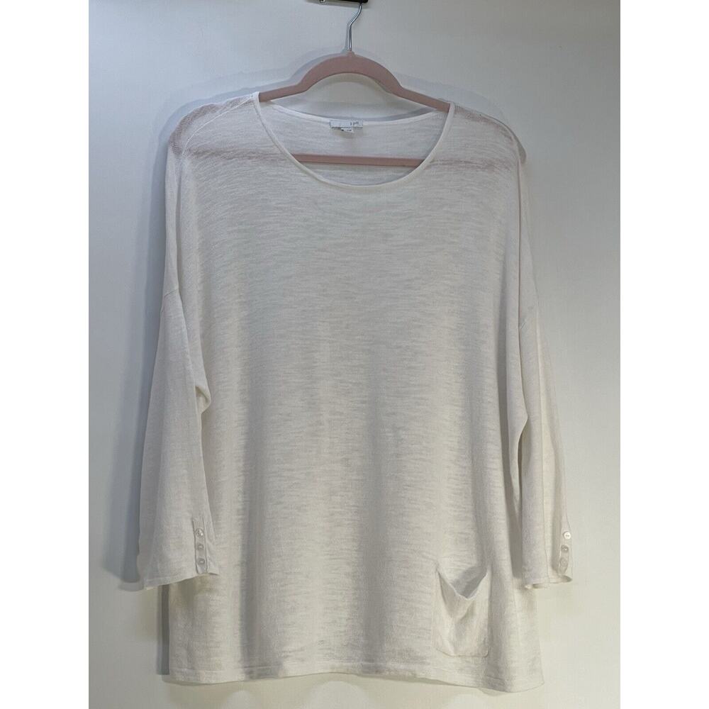 J.Jill Sweater Women L White Linen Blend Pullover Top Preowned Minimalist